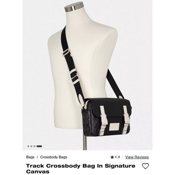 Coach Track CC Signature Messenger X-Body Bag Black Coated Canvas & Leather‎ - Picture 1 of 11